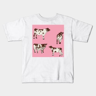 Ayrshire Cows Pattern Pink Kids T-Shirt